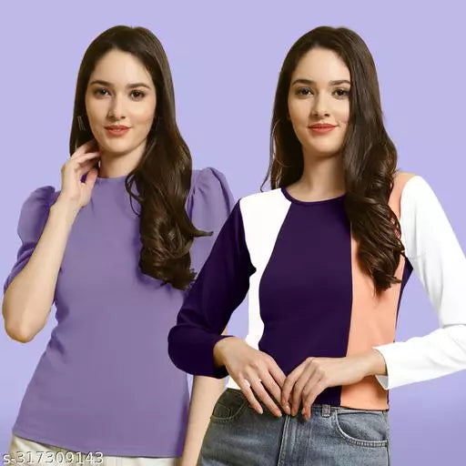 Clasic Casual Fashion Forward Women's Tops - Pack of 2