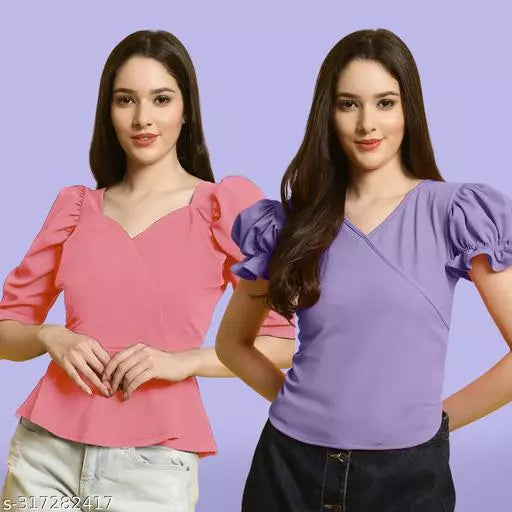 Clasic Casual Fashion Forward Women's Tops - Pack of 2