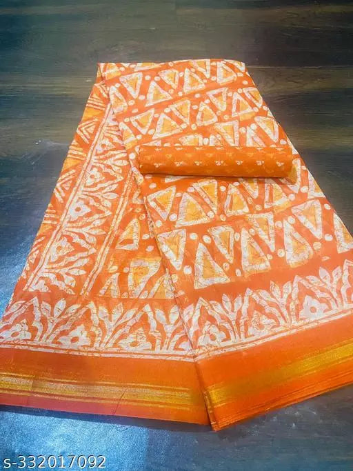 TRIO PRINTED COTTON BLENDED SAREE