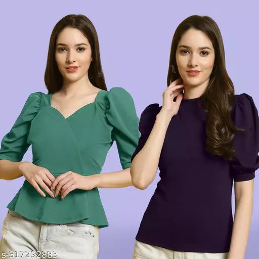Clasic Casual Fashion Forward Women's Top - Pack of 2