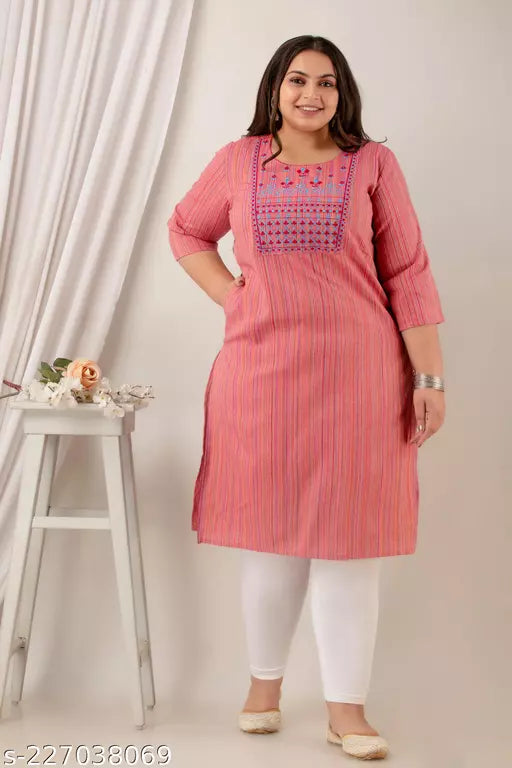 Neerupam Collection Pure Cotton Embroidered Red Kurti For women 
