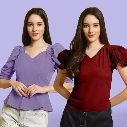 Clasic Casual Fashion Forward Women's Top - Pack of 2
