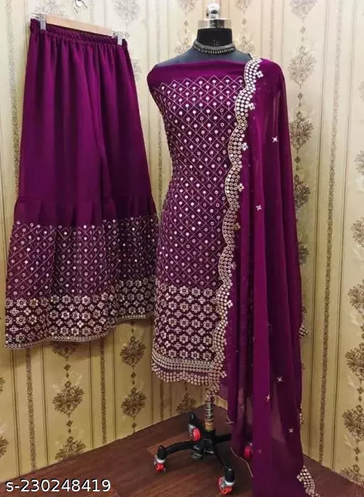 Aagyeyi Sensational Salwar Suits & Dress Materials Georgette 9mm Heavy sequence Work Wear Suit Like Party Wear Garara suit