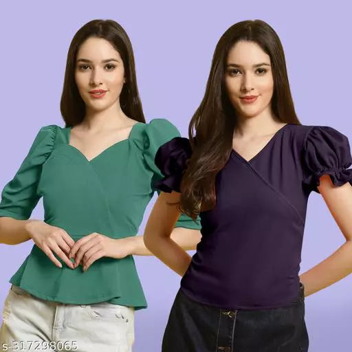 Clasic Casual Fashion Forward Women's Top - Pack of 2