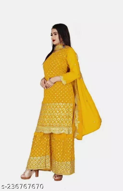 Aagyeyi Sensational Salwar Suits & Dress Materials Georgette 9mm Heavy sequence Work Wear Suit Like Party Wear Garara suit