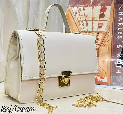 Cream Women Sling Bag