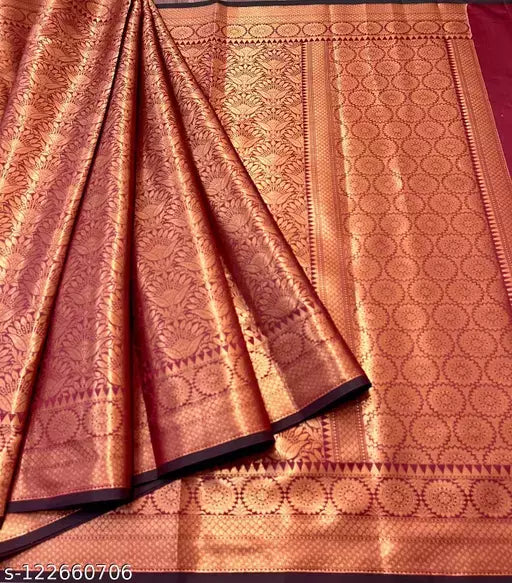 Copper Zari Soft Silk Saree