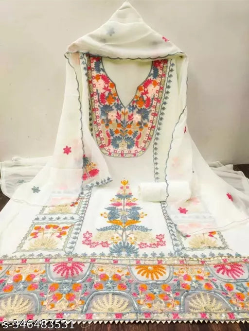 Aagyegi Sensational Salwar suits & Dress Materials Georgette Fancy Heavy Double Thread Embroidered Work womens Suits like party wear And upcoming Festival Wear Salwar Suits