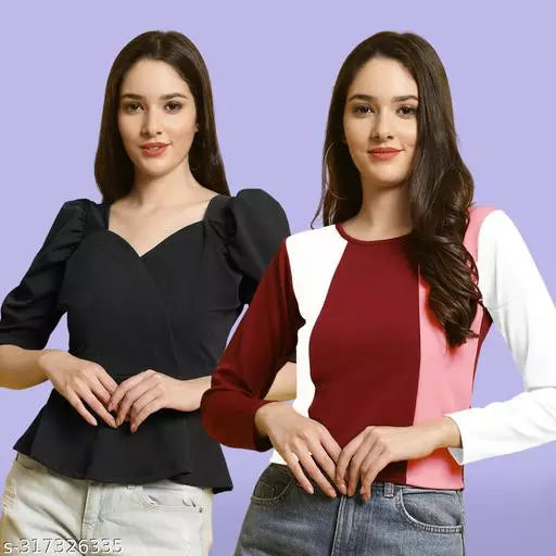 Clasic Casual Fashion Forward Women's Top - Pack of 2