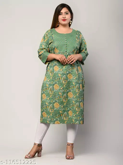 Swasti  Plus Size  Women Printed  Floral Print Pure Cotton Straight Kurta