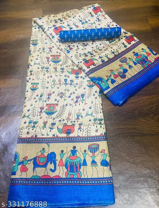 WARLI PRINT KHAADI SILK BLENDED SAREE