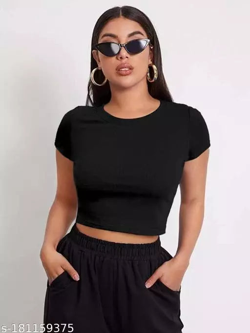 Black Crop Top For Woman