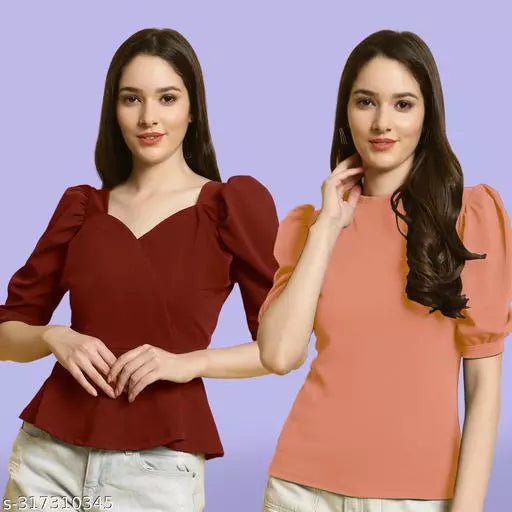 Clasic Casual Fashion Forward Women's Top - Pack of 2