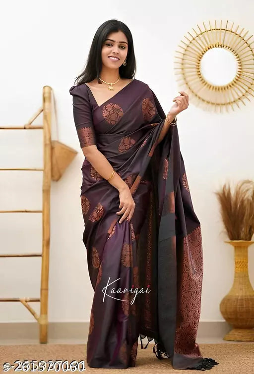 New Fancy Soft Banarasi Premium silk Sarees With Fancy Blouse Piece BY KRADDLE