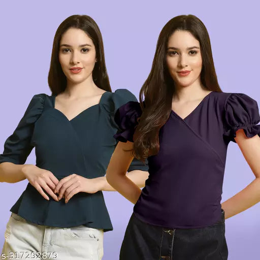 Clasic Casual Fashion Forward Women's Top - Pack of 2