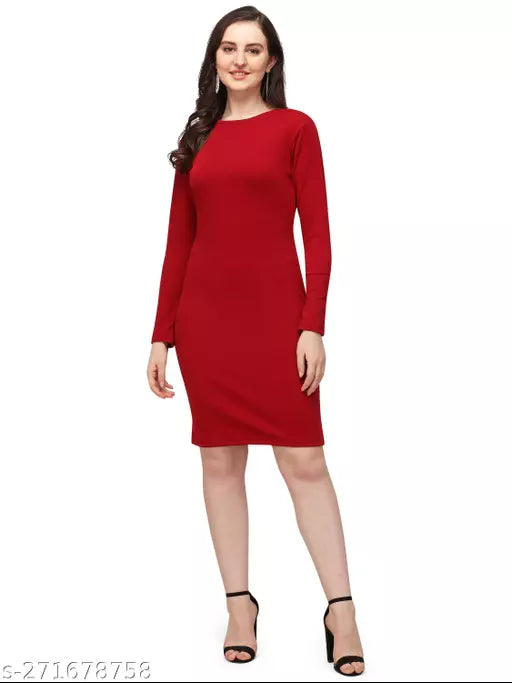 Bodycon Maroon Dresses For Woman
