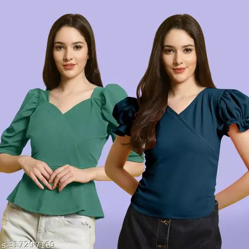 Clasic Casual Fashion Forward Women's Top - Pack of 2