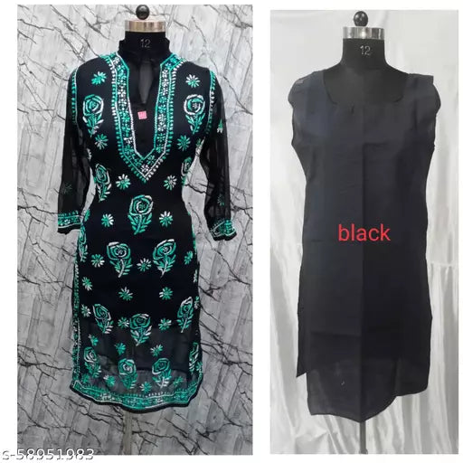 BLACK SHADED ROSE WITH INNER Kurtis