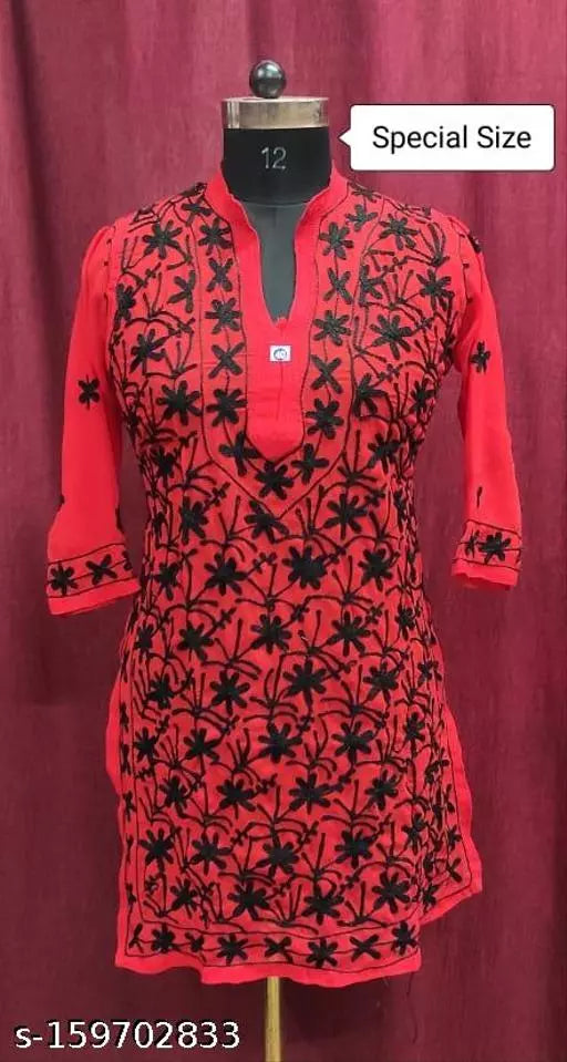 Aari Georgette Front Jaal Medium Length.