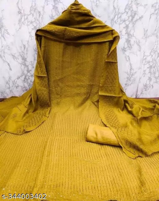 Chanderi Cotton Sequience Work Dress Material For Women with Zero Matching