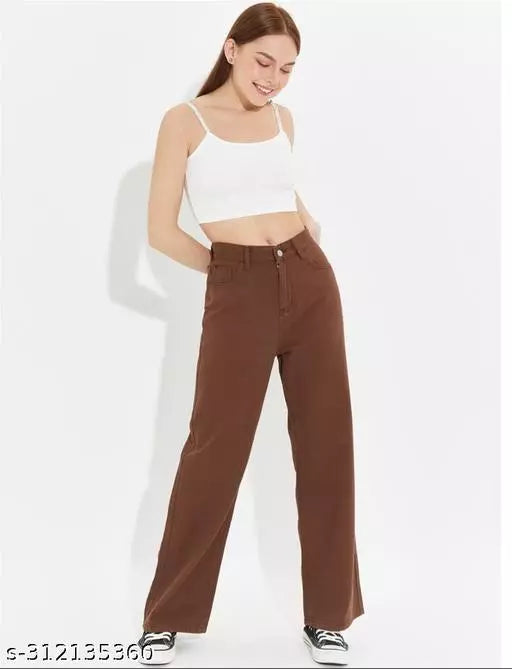 SAANU'S FASHION - STYLISH WIDE LEG DENIM JEANS FOR GIRLS & WOMEN