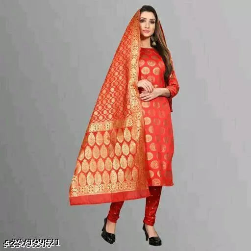 SUIT+RED SARKARI-RED BUTTI-RED GOLA TOP