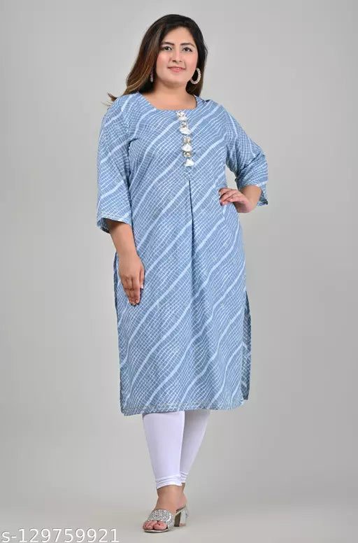 Swasti  Plus Size Women Leheriya Cotton Blend Straight Kurta