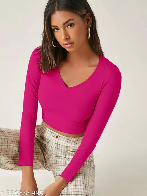 Western Printed V_ Neck Crop Top