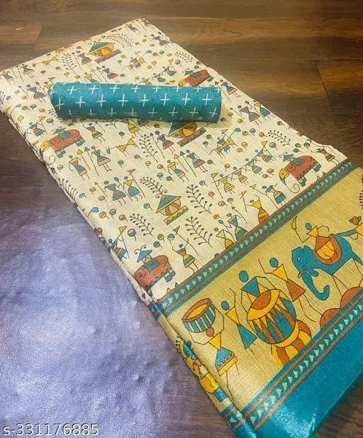 WARLI PRINT KHAADI SILK BLENDED SAREE