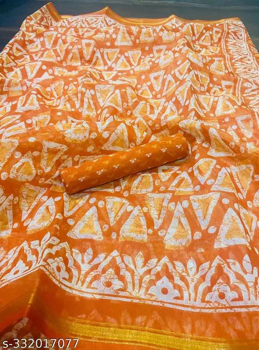 TRIO PRINTED COTTON BLENDED SAREE