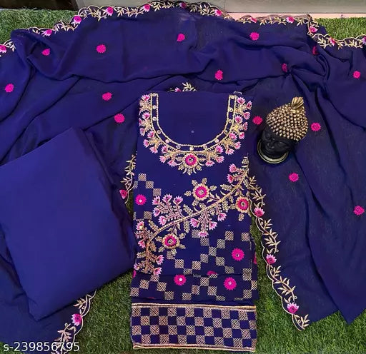 Georgette Party Wear Unstiched Salwar Suit And Dress Materials