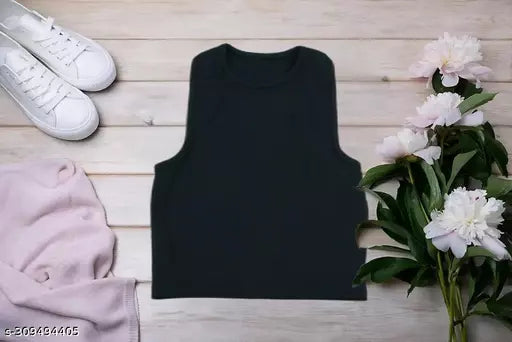 Women's Solid Cotton Rib Knit Crop Tank Top