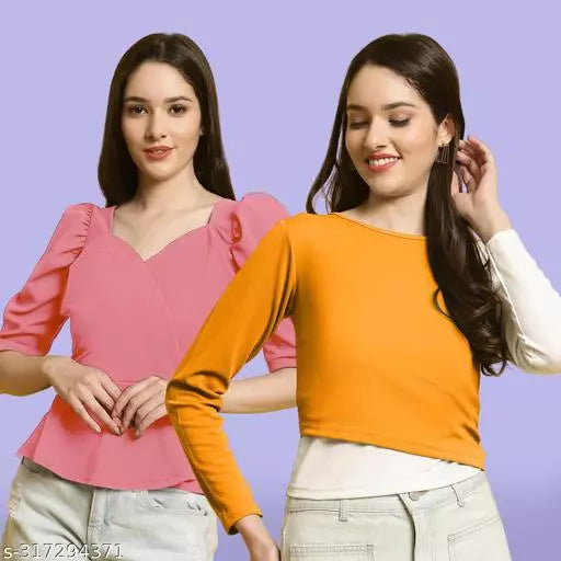 Clasic Casual Fashion Forward Women's Tops - Pack of 2