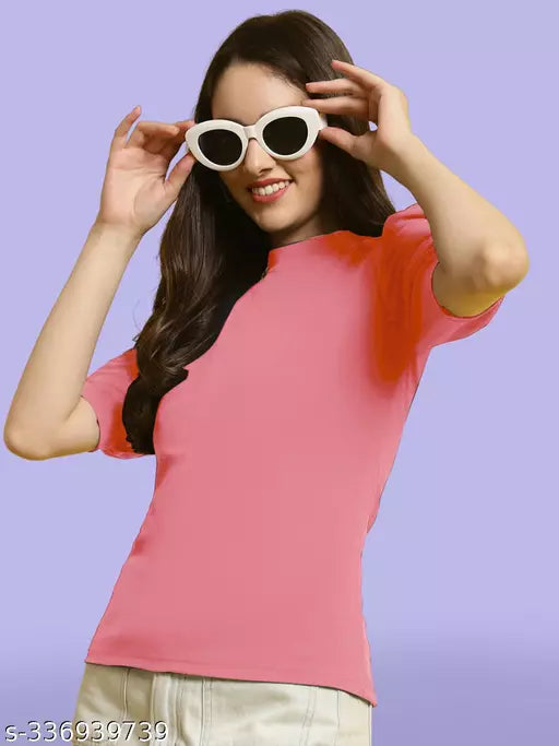Casual Regular Sleeves Solid Women Pink Top (Women Top | Women Tops | Top)