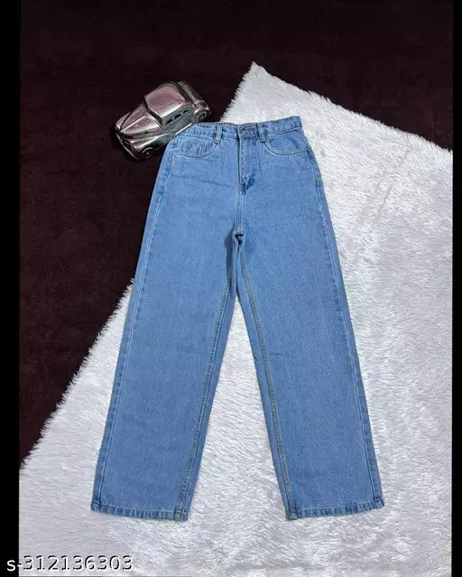 SAANU'S FASHION - STYLISH WIDE LEG DENIM JEANS FOR GIRLS & WOMEN