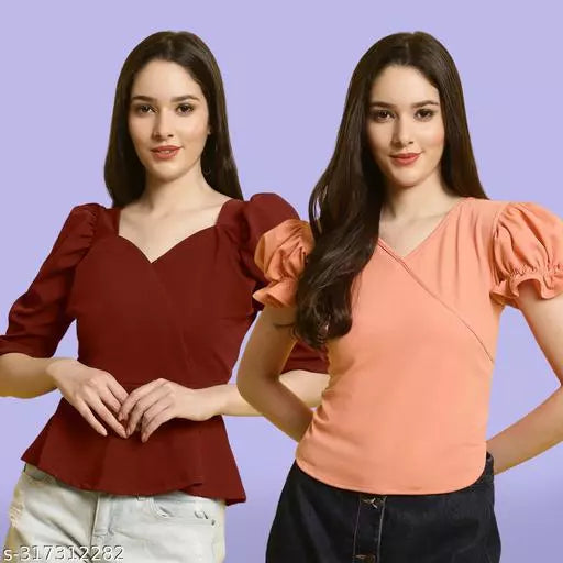 Clasic Casual Fashion Forward Women's Top - Pack of 2