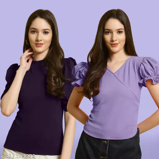 Clasic Casual Fashion Forward Women's Top - Pack of 2