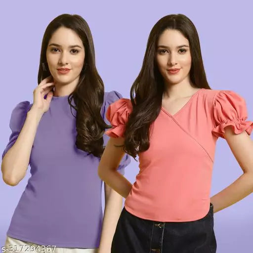 Clasic Casual Fashion Forward Women's Tops - Pack of 2