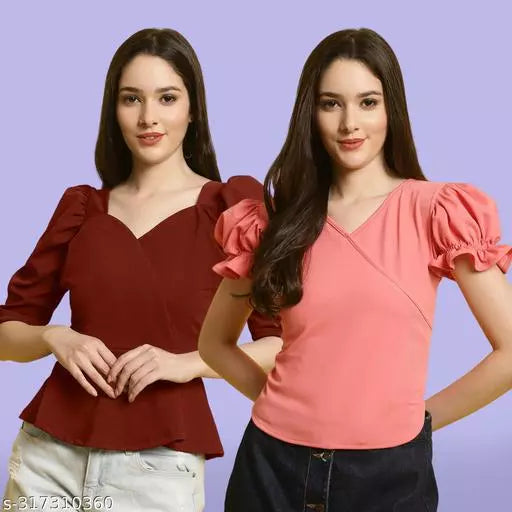 Clasic Casual Fashion Forward Women's Top - Pack of 2