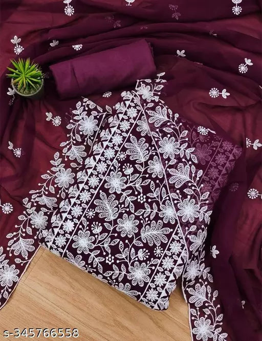 Georgette Dress Material For Womens With Embroidered Work On It