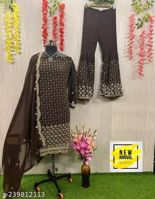 Aagyeyi Sensational Salwar Suits & Dress Materials Georgette 9mm Heavy sequence Work Wear Suit Like Party Wear Garara suit