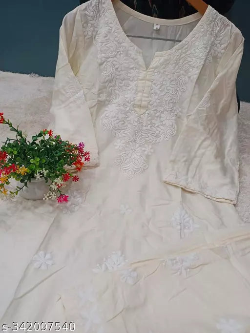 BEST FULL CHIKANKARI WORK KURTI WITH PLAZZO