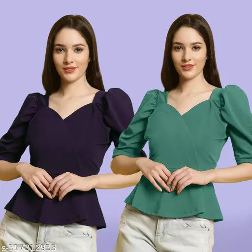 Clasic Casual Fashion Forward Women's Top - Pack of 2