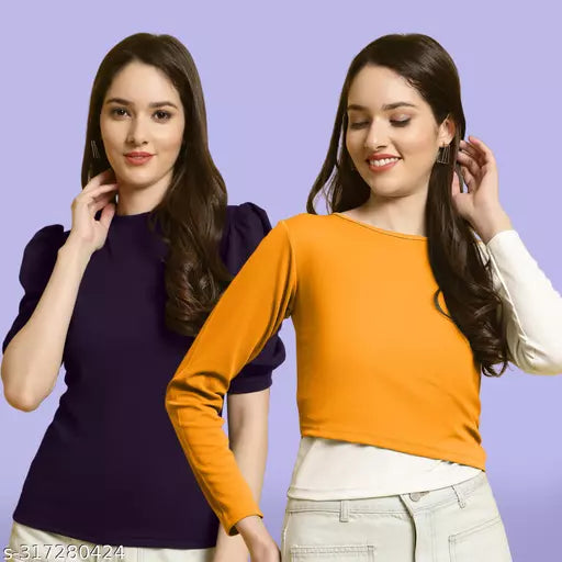 Classic Casual Fashion Forward Women's Tops - Pack of 2