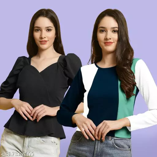 Clasic Casual Fashion Forward Women's Top - Pack of 2