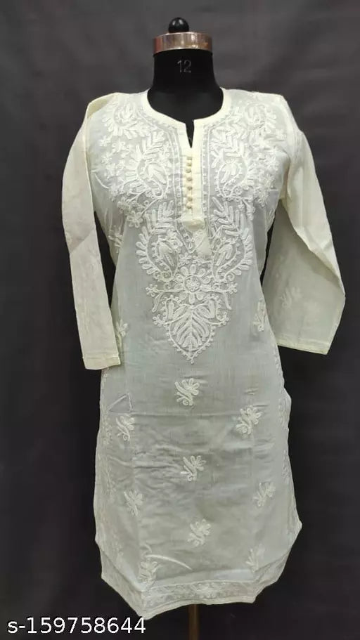 Side Carry Design Aari Cotton Kurti Special Size.