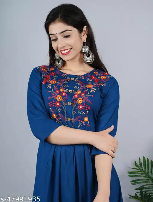 Shree Ganesh fashion's Rayon Anarkali Embroidered Kurti for women