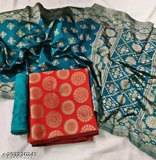 SUIT+FIROZI CHOKTHA-FIROZI PLAIN-RED GOLA TOP
