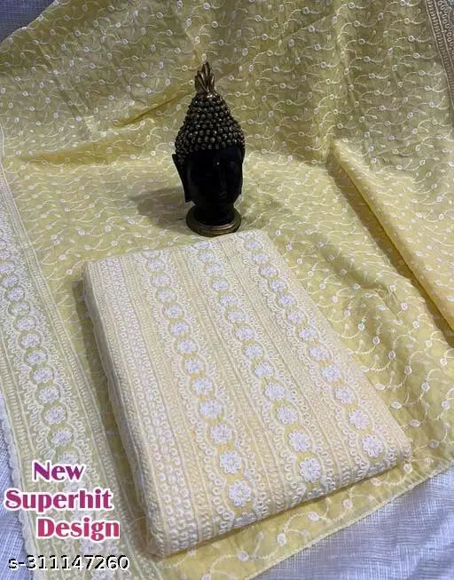 Womens PC Cotton Salwar suits & Dress Materials With All over Full Chikankari Work Fancy Bread Stones Thread Work