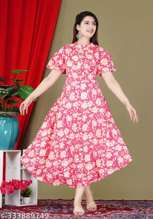Shree Ganesh Fashion Stylish Rayon Printed  Anarkli kurtis For women